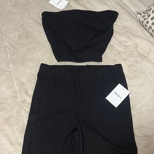 F21 | 2 piece set - strapless black top with high waisted flare pants NWT